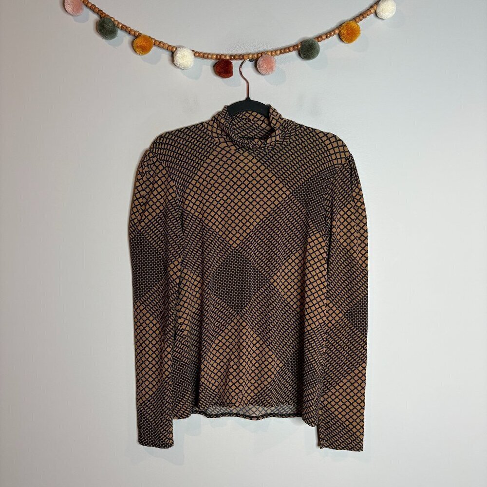 Marc Cain stretchy patterned abstract mock neck top